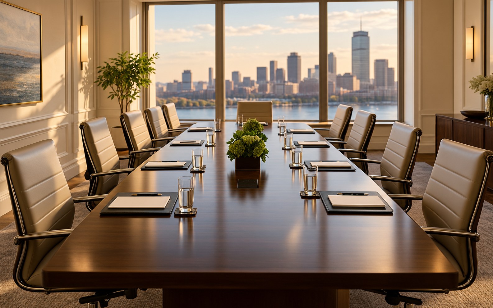 Empty conference room prepared for an executive session